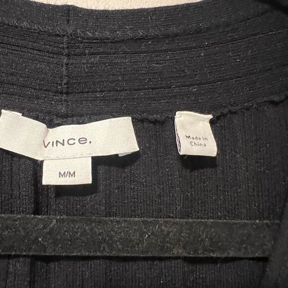 VINCE WOMEN'S ITALIAN COTTON-BLEND BUTTON V-NECK TANK TOP Size Medium | Black - Picture 5 of 10